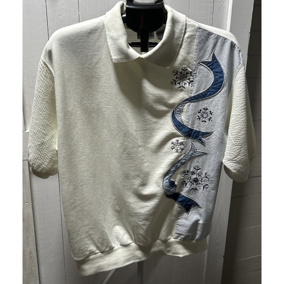 Koret Tops - Vintage Koret City Blues Pullover Shirt Sz L Grandma Stretch Cottagecore 90s